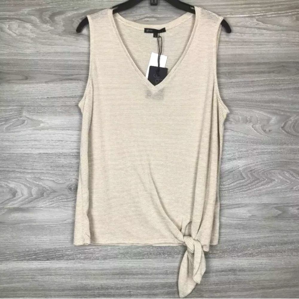 Gibson Beige Pin Stripe Tie Tank Top